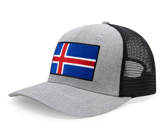 International Tie Iceland Flag Hat for Men and Women - Adjustable Snapback Trucker Baseball Cap (Grey Black)