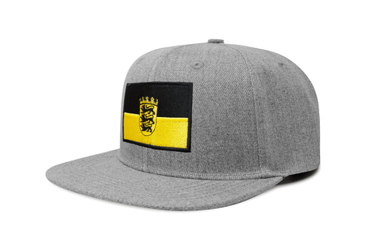 International Tie State Hat for Men and Women, Adjustable Snapback Trucker Baseball Cap with Embroidered Patch (Baden-Wurttemberg, Grey Flatbill)