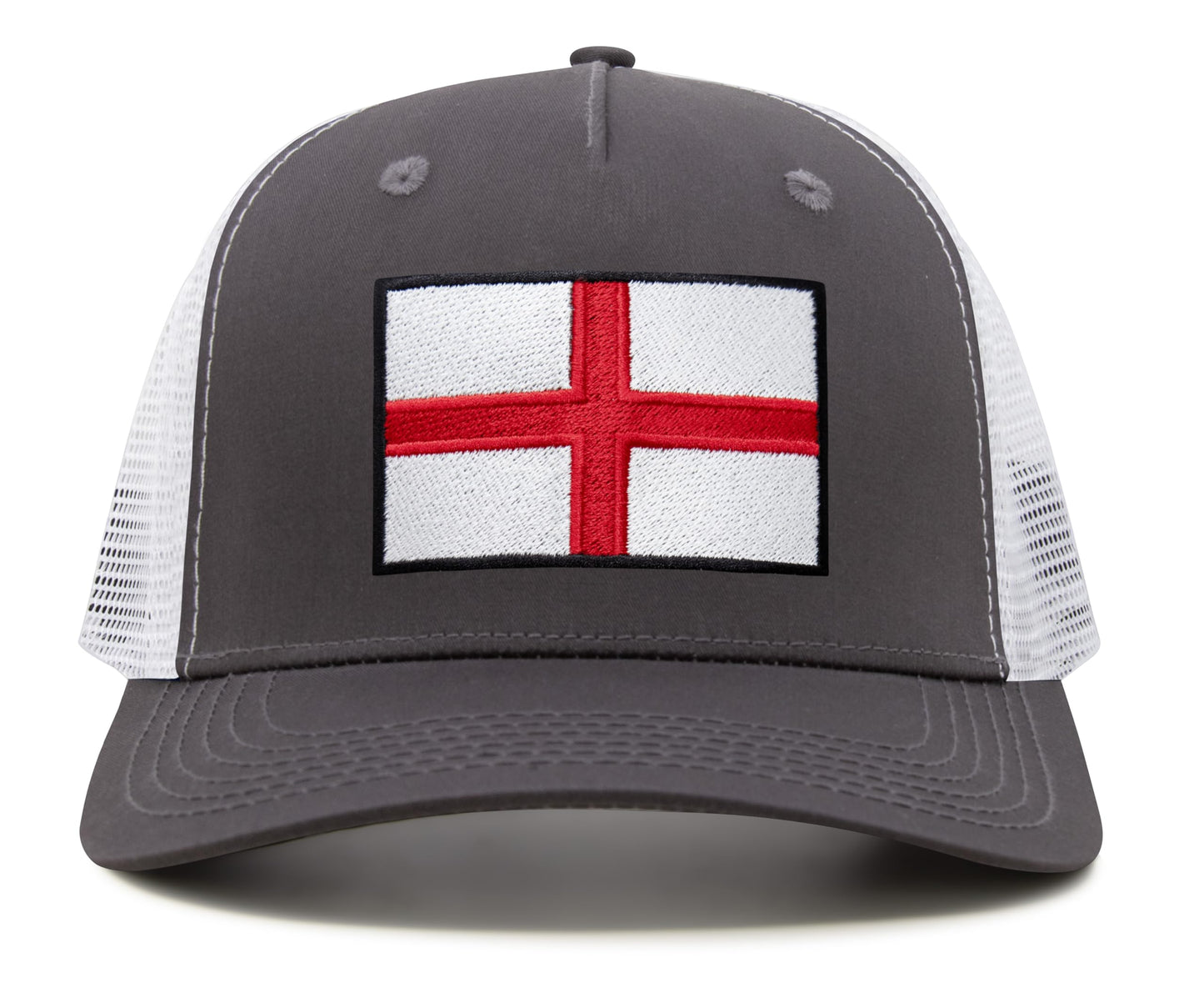 International Tie England - St. George Flag Hat for Men and Women, Adjustable Snapback Trucker Baseball Cap (Grey White)