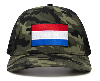 International Tie Netherlands Flag Hat for Men and Women - Adjustable Snapback Trucker Baseball Cap (Camouflage)