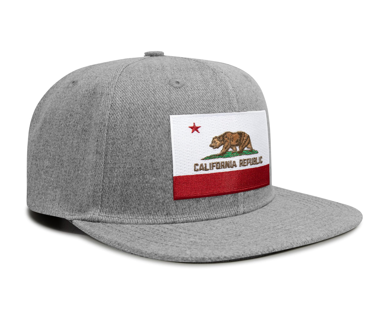 International Tie Premium California Flag Hat for Men and Women - Snapback Trucker Baseball Cap (Grey Flatbill)