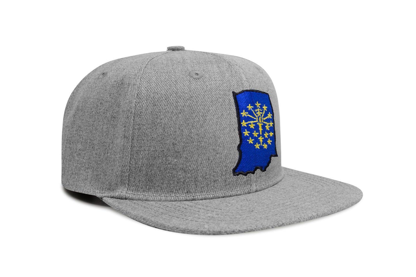 International Tie Stateline Flag Hat for Men and Women - Snapback Trucker Baseball Cap (Indiana, Grey Flatbill) - International Tie