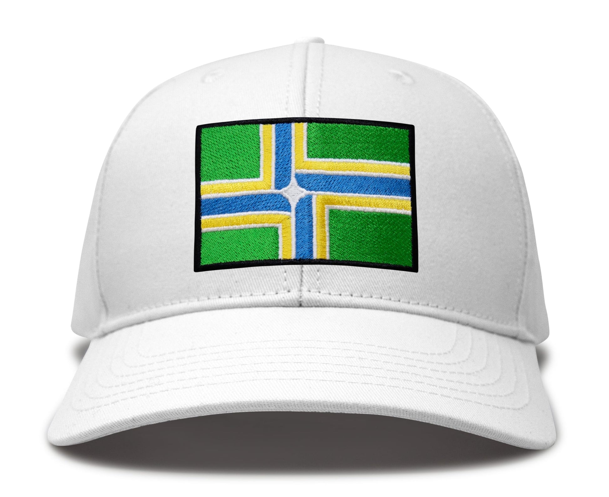 International Tie City Hat for Men and Women, Adjustable Snapback Trucker Baseball Cap with Embroidered Patch (Portland, All White) - International Tie