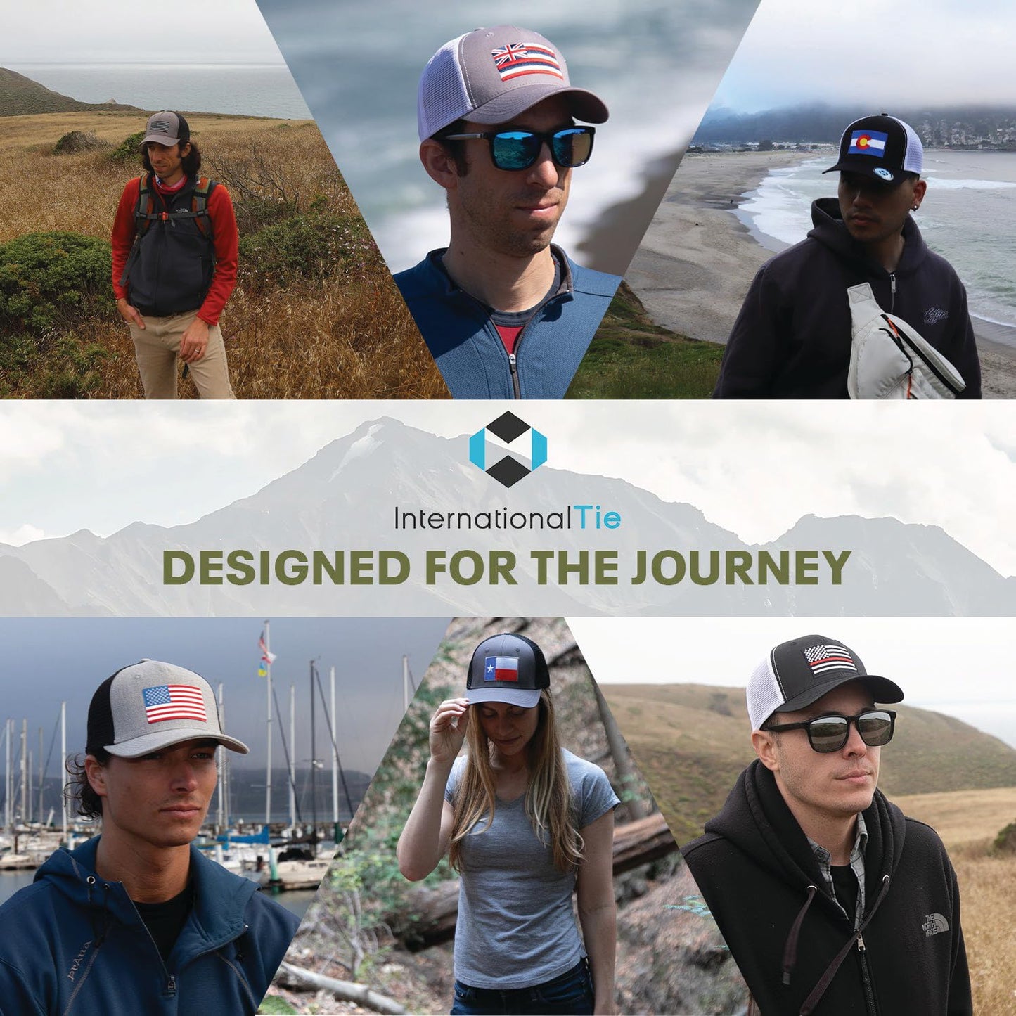 Performance Golf Hat – Adjustable Snapback Trucker Baseball Cap for Men & Women - Jetset Series (Wyoming, Midnight Black)