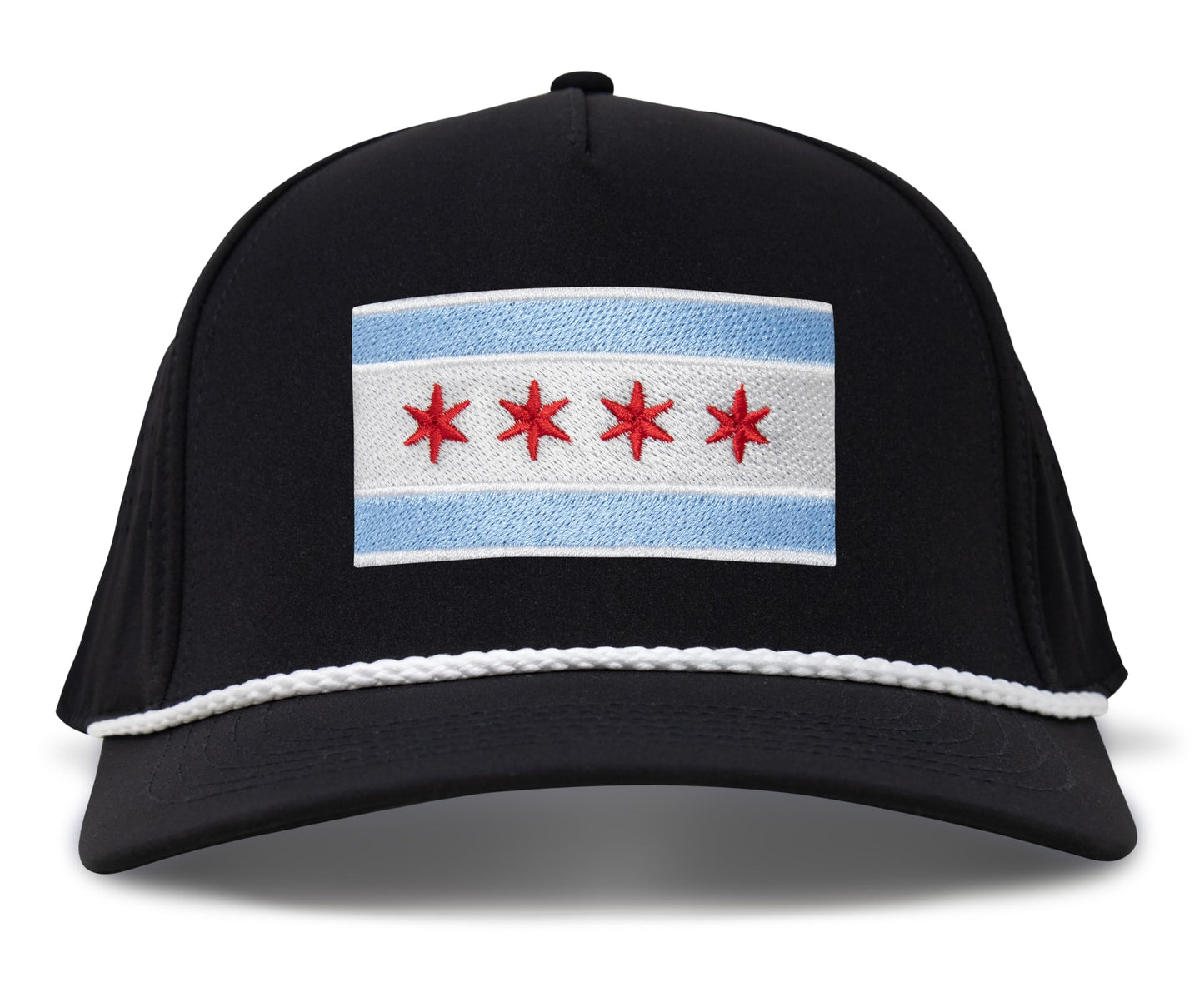 Midnight Black Chicago Flag Rope Hat Front View
