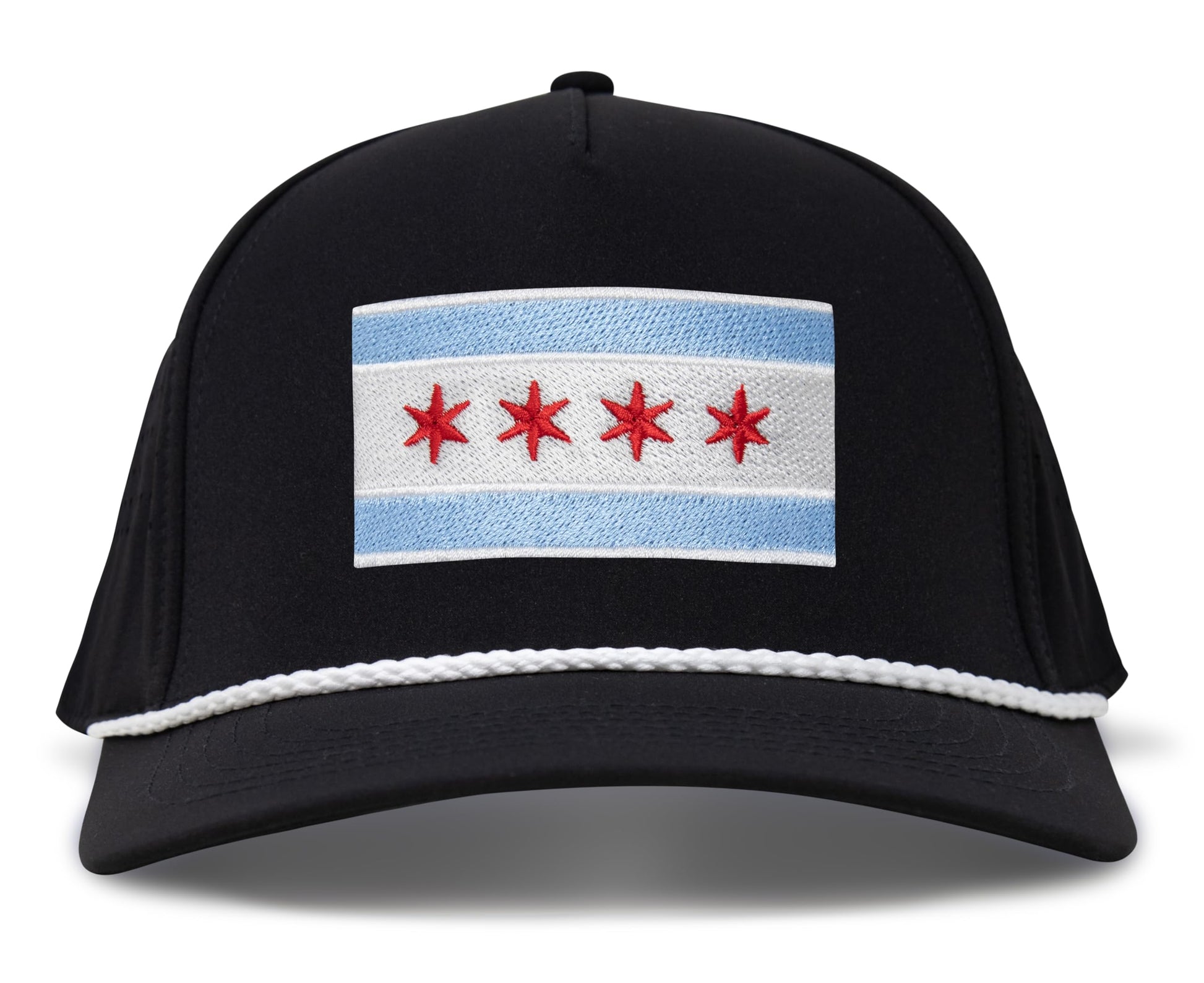 Midnight Black Chicago Flag Rope Hat Front View