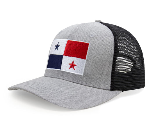 International Tie Panama Flag Hat for Men and Women - Adjustable Snapback Trucker Baseball Cap (Grey Black)