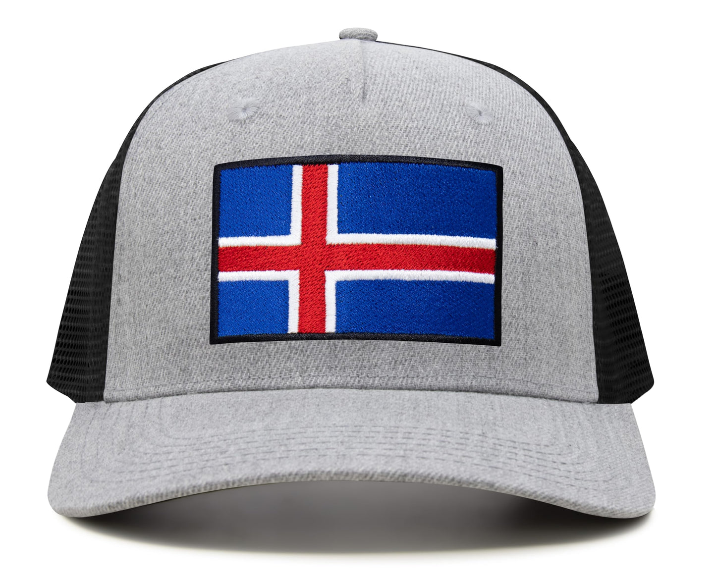 International Tie Iceland Flag Hat for Men and Women - Adjustable Snapback Trucker Baseball Cap (Grey Black)