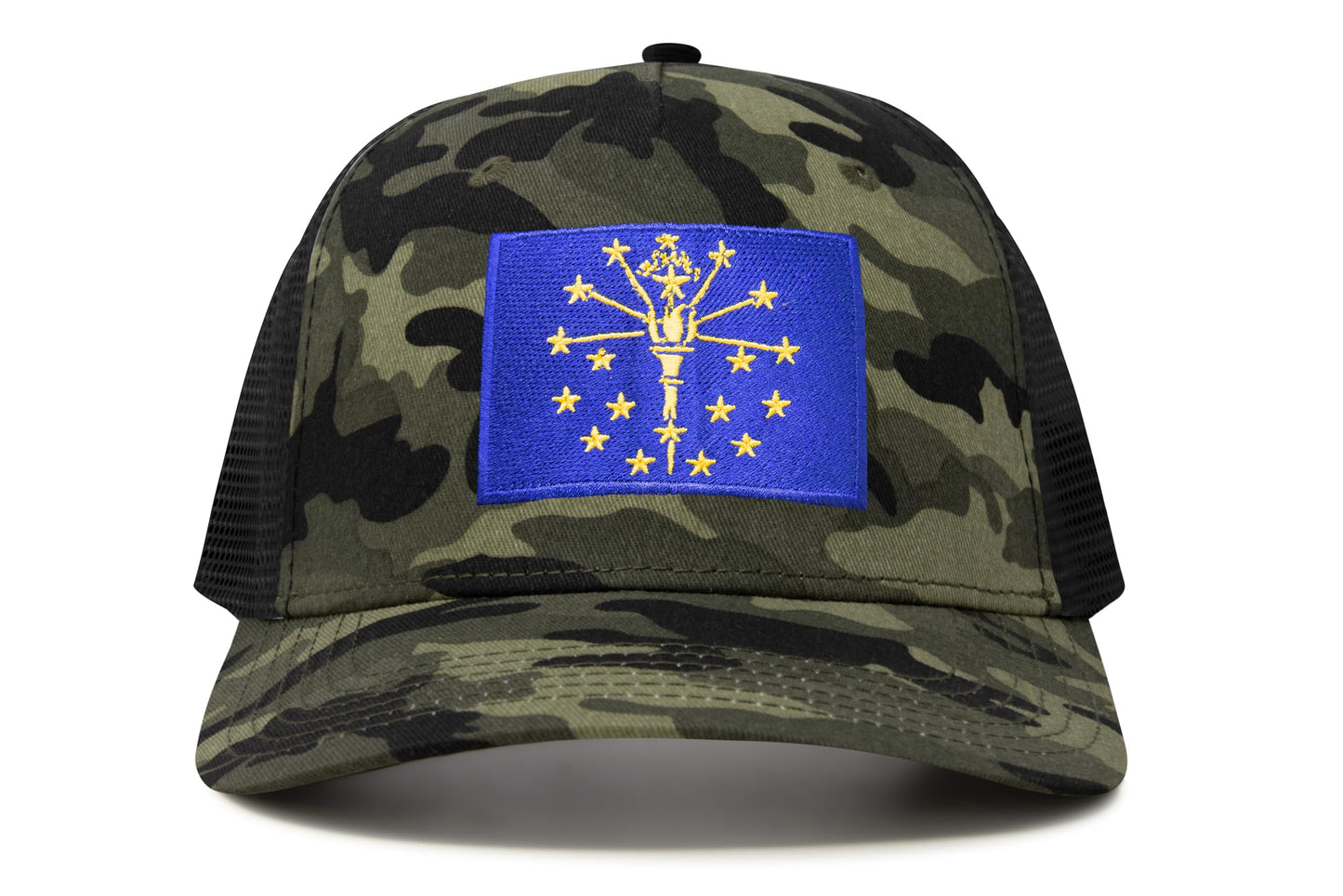 International Tie State Hat for Men and Women, Adjustable Snapback Trucker Baseball Cap with Embroidered Patch (Indiana, Camouflage) - International Tie