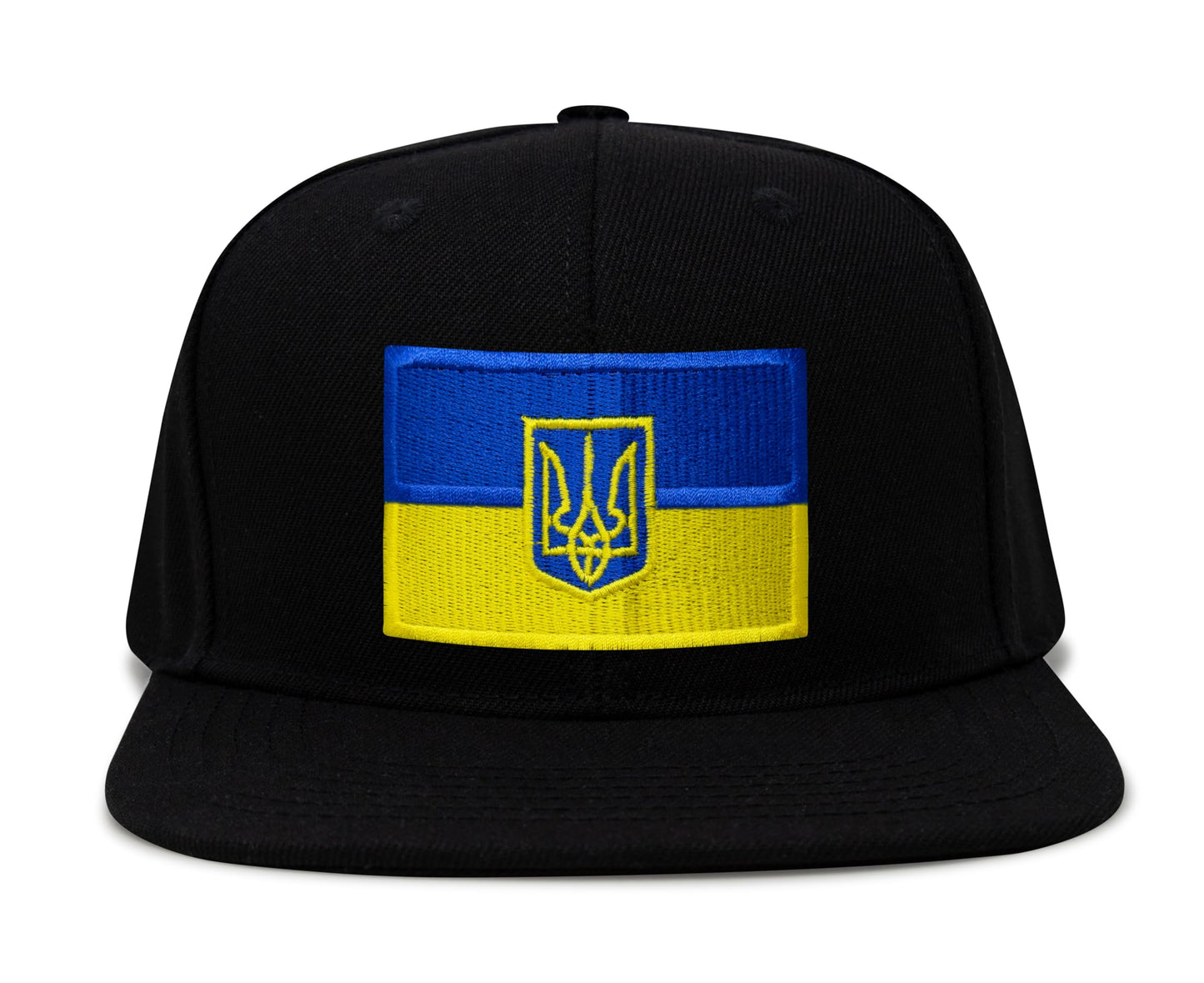 International Tie Country Hat for Men and Women, Adjustable Snapback Trucker Baseball Cap with Embroidered Patch (Ukraine, Black Flatbill)