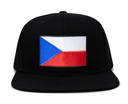 Czech Republic Flag Hat for Men and Women – Adjustable Snapback Baseball Cap by International Tie (Black Flatbill)