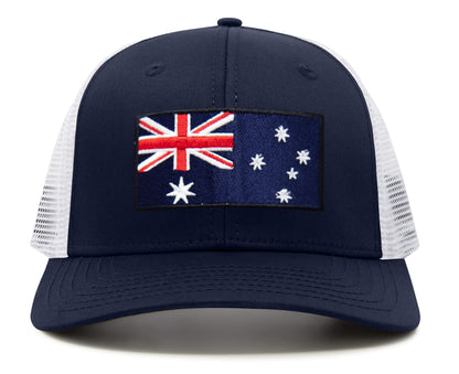 International Tie Country Hat for Men and Women, Adjustable Snapback Trucker Baseball Cap with Embroidered Patch (Croatia, Navy White)