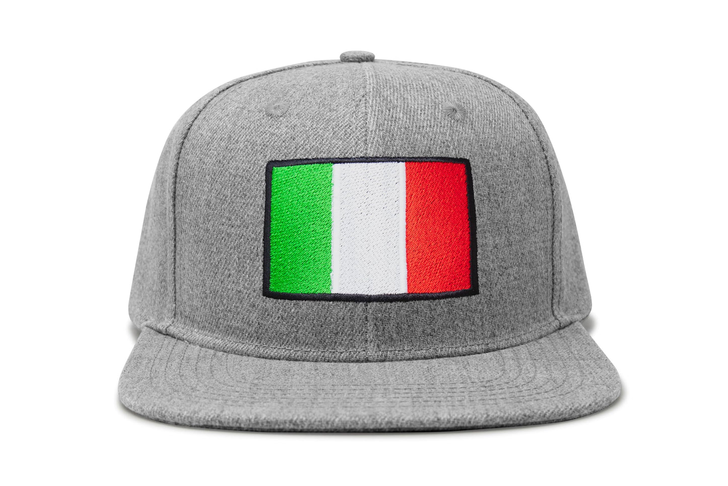 International Tie Country Hat for Men and Women, Adjustable Snapback Trucker Baseball Cap with Embroidered Patch (Italy, Grey Flatbill)