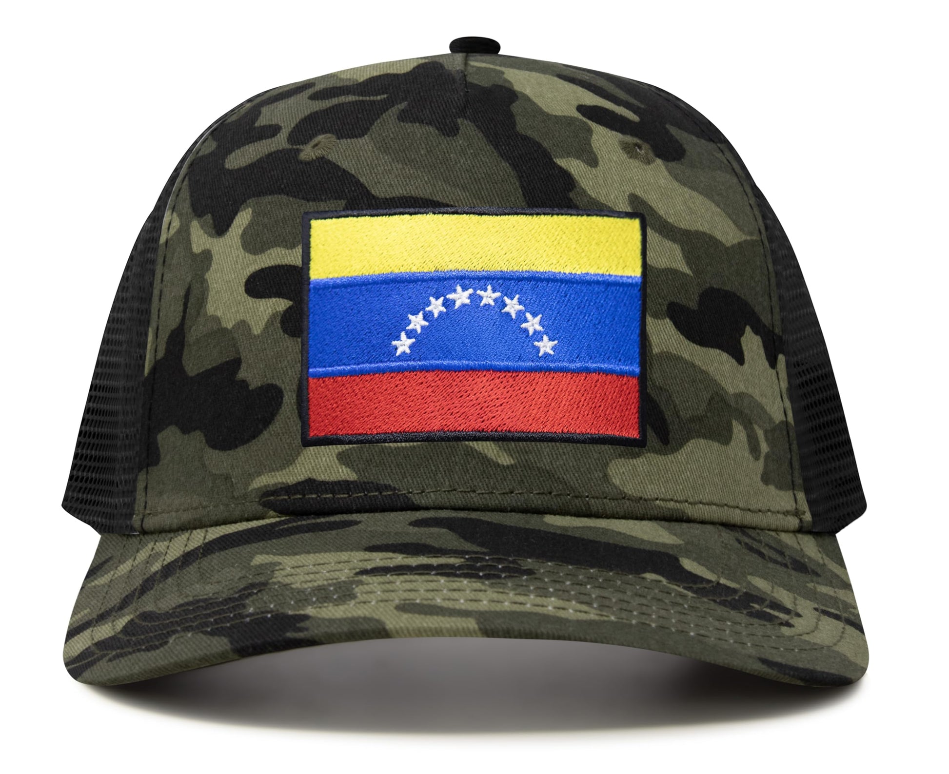 International Tie Country Hat for Men and Women, Adjustable Snapback Trucker Baseball Cap with Embroidered Patch (Venezuela, Camouflage) - International Tie