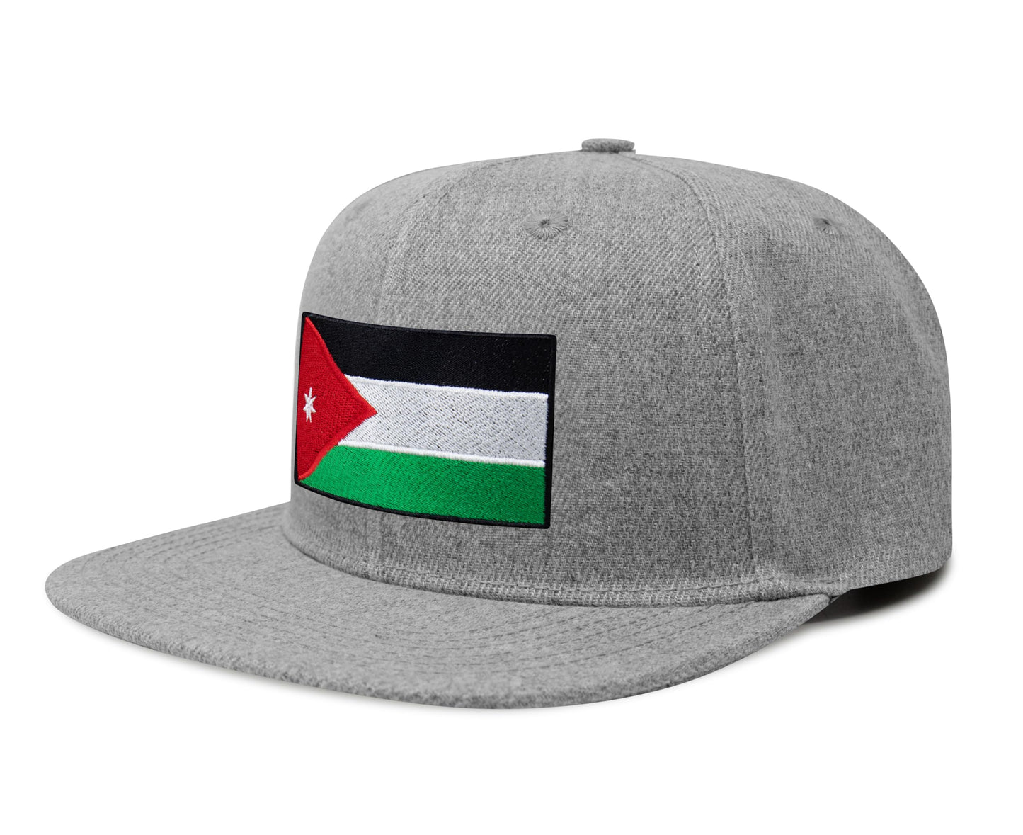 International Tie Country Hat for Men and Women, Adjustable Snapback Trucker Baseball Cap with Embroidered Patch (Jordan, Grey Flatbill)