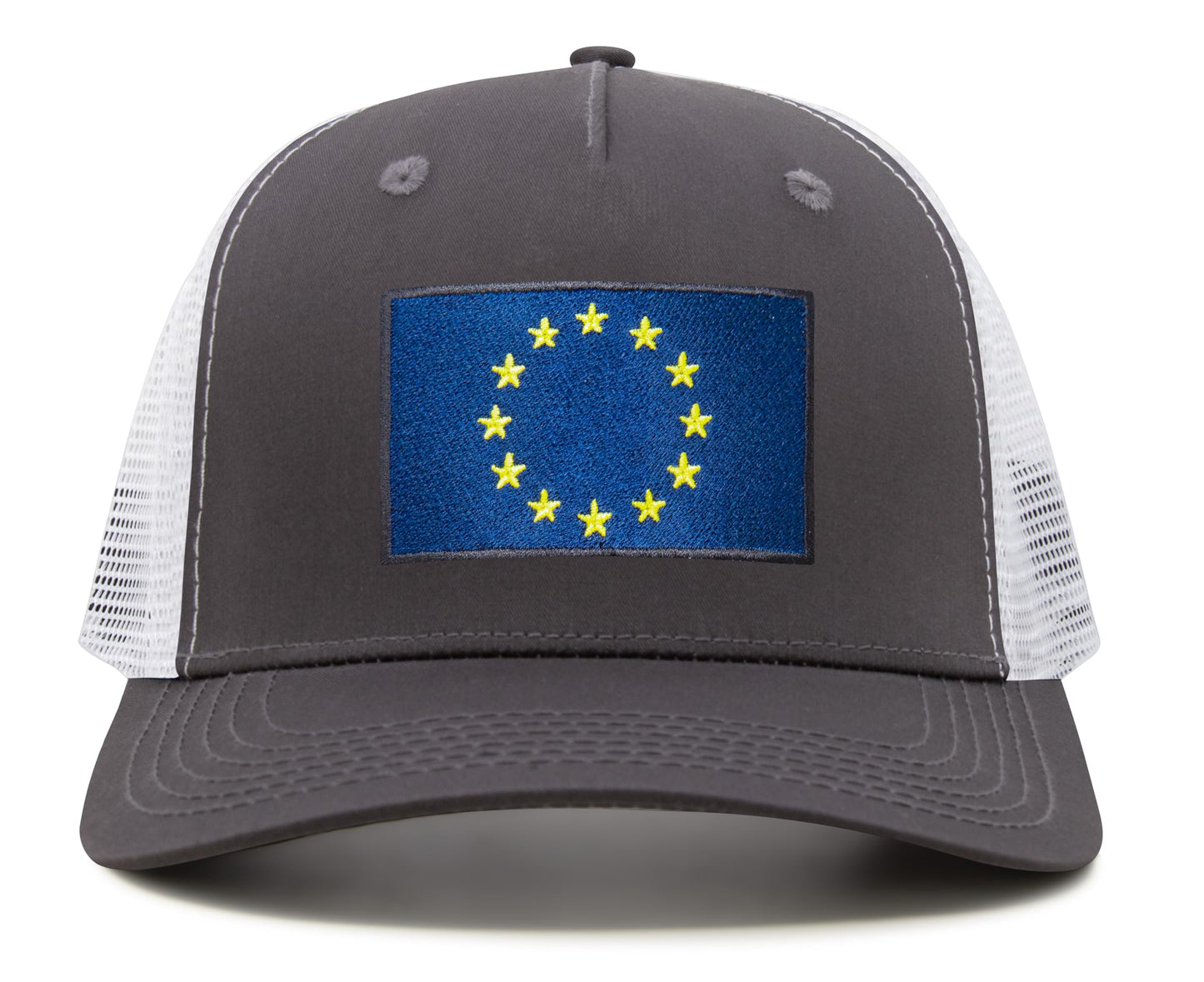 European Flag Hat for Men and Women - EU Trucker Snapback Baseball Cap by International Tie (Grey White)
