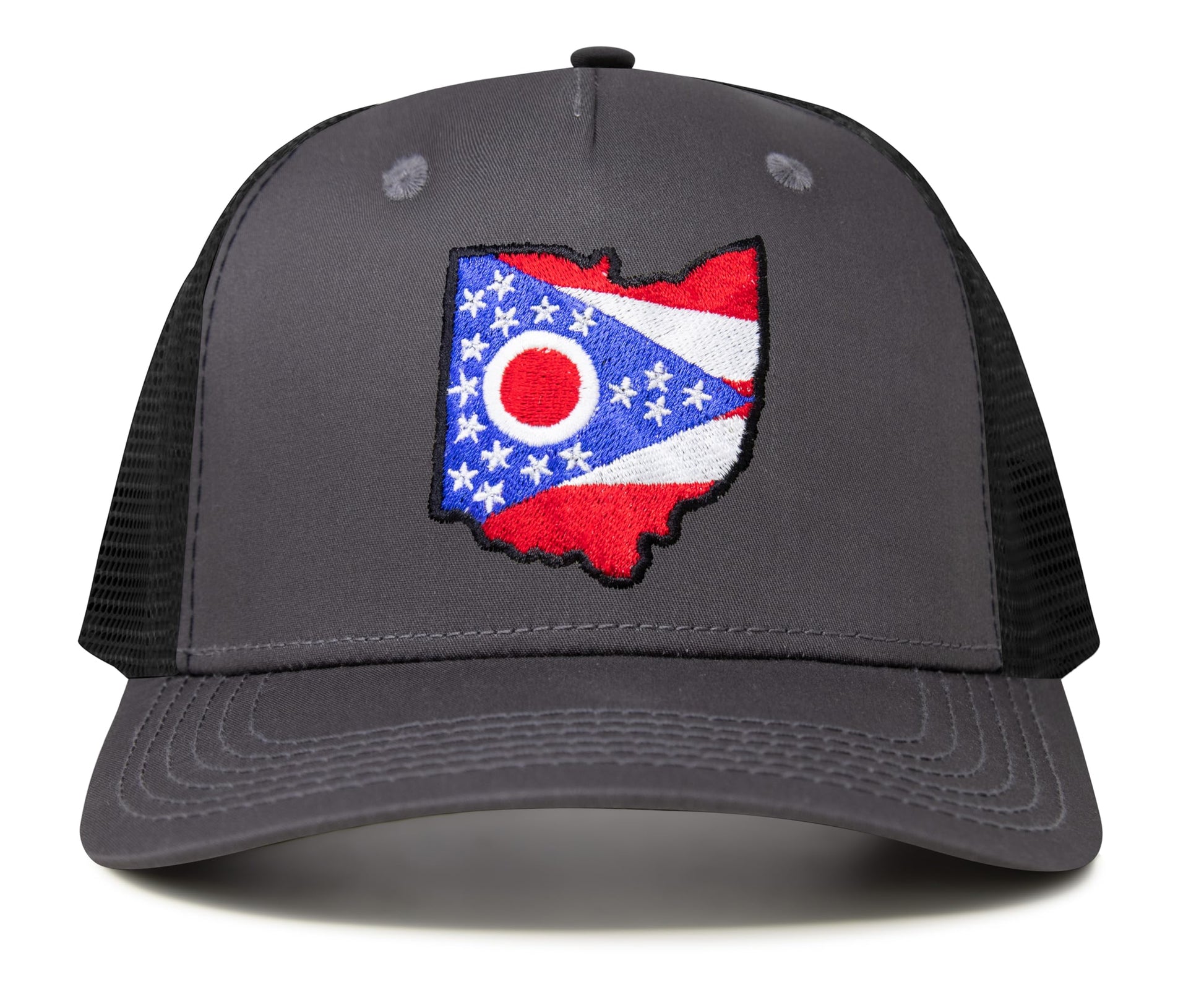 International Tie Stateline Flag Hat for Men and Women - Snapback Trucker Baseball Cap (Ohio, Dark Grey) - International Tie