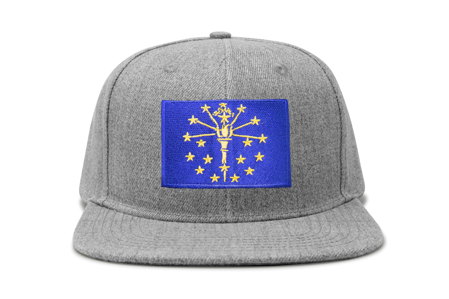 International Tie State Hat for Men and Women, Adjustable Snapback Trucker Baseball Cap with Embroidered Patch (Indiana, Grey Flatbill) - International Tie