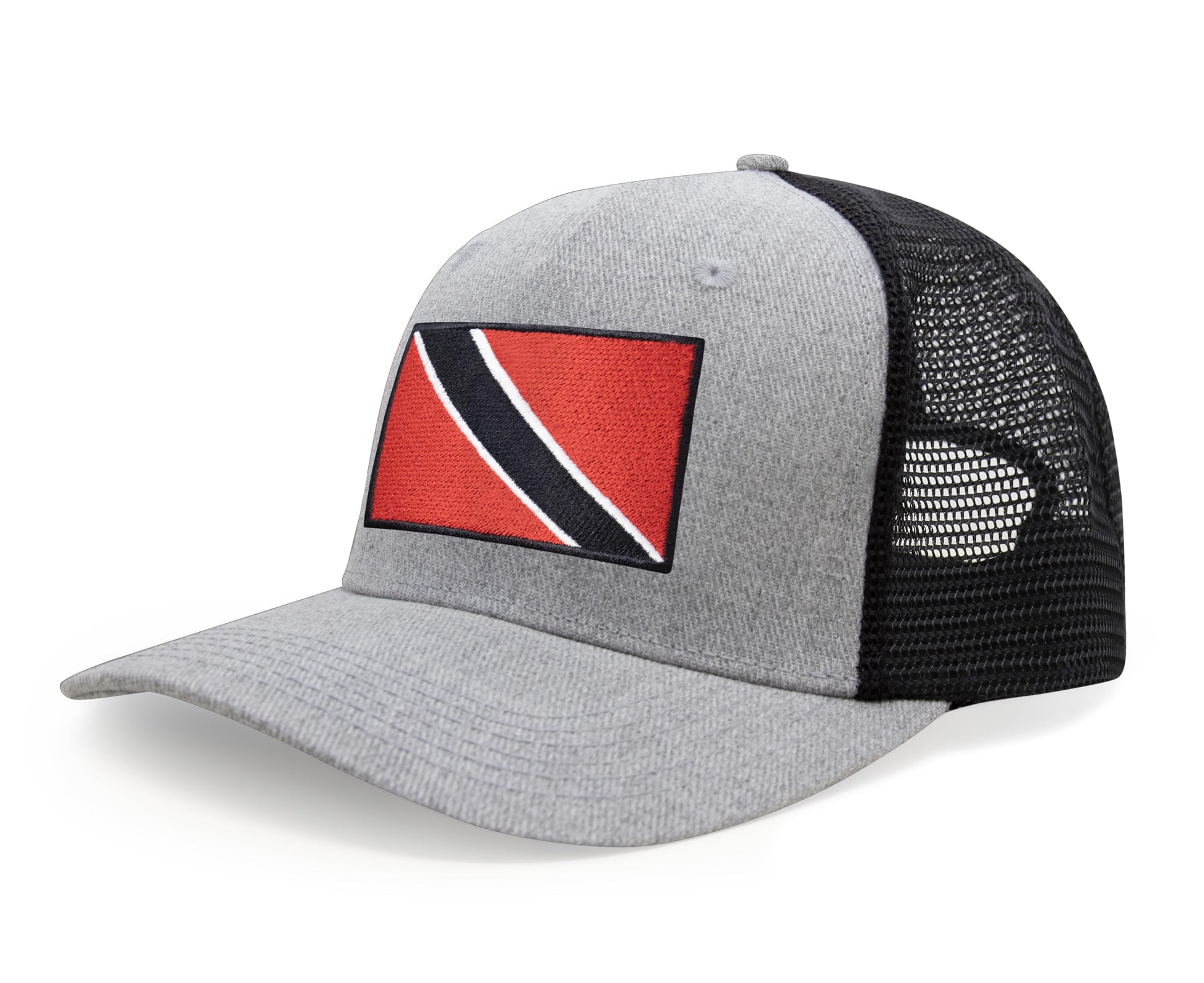 International Tie Country Hat for Men and Women, Adjustable Snapback Trucker Baseball Cap with Embroidered Patch (Trinidad and Tobago, Grey Black) - International Tie
