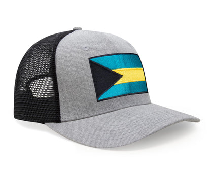 Bahamas Flag Hat for Men and Women – Adjustable Bahamian Snapback Baseball Cap by International Tie (Grey Black)