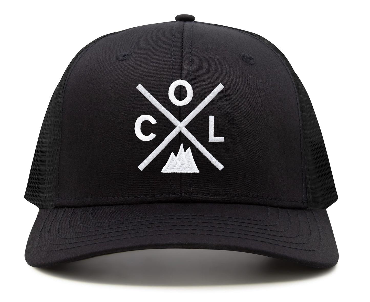 International Tie Hat for Men and Women, Adjustable Snapback Trucker Baseball Cap, Embroidered Cross Logo (COL - Colorado, All Black)