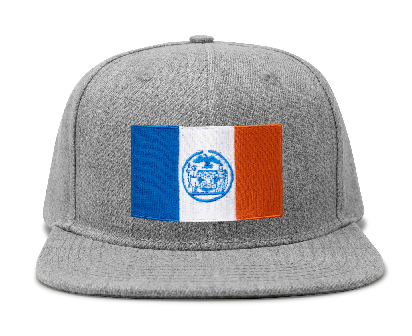 International Tie New York City Flag Hat for Men and Women - Adjustable Snapback Trucker Baseball Cap (Grey Flatbill)