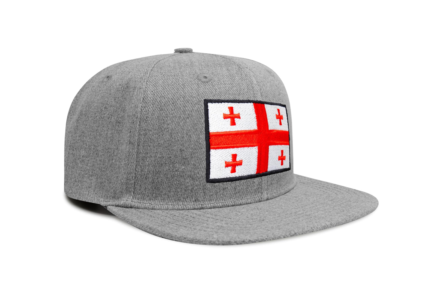 International Tie Country Hat for Men and Women, Adjustable Snapback Trucker Baseball Cap with Embroidered Patch (Georgia, Grey Flatbill)