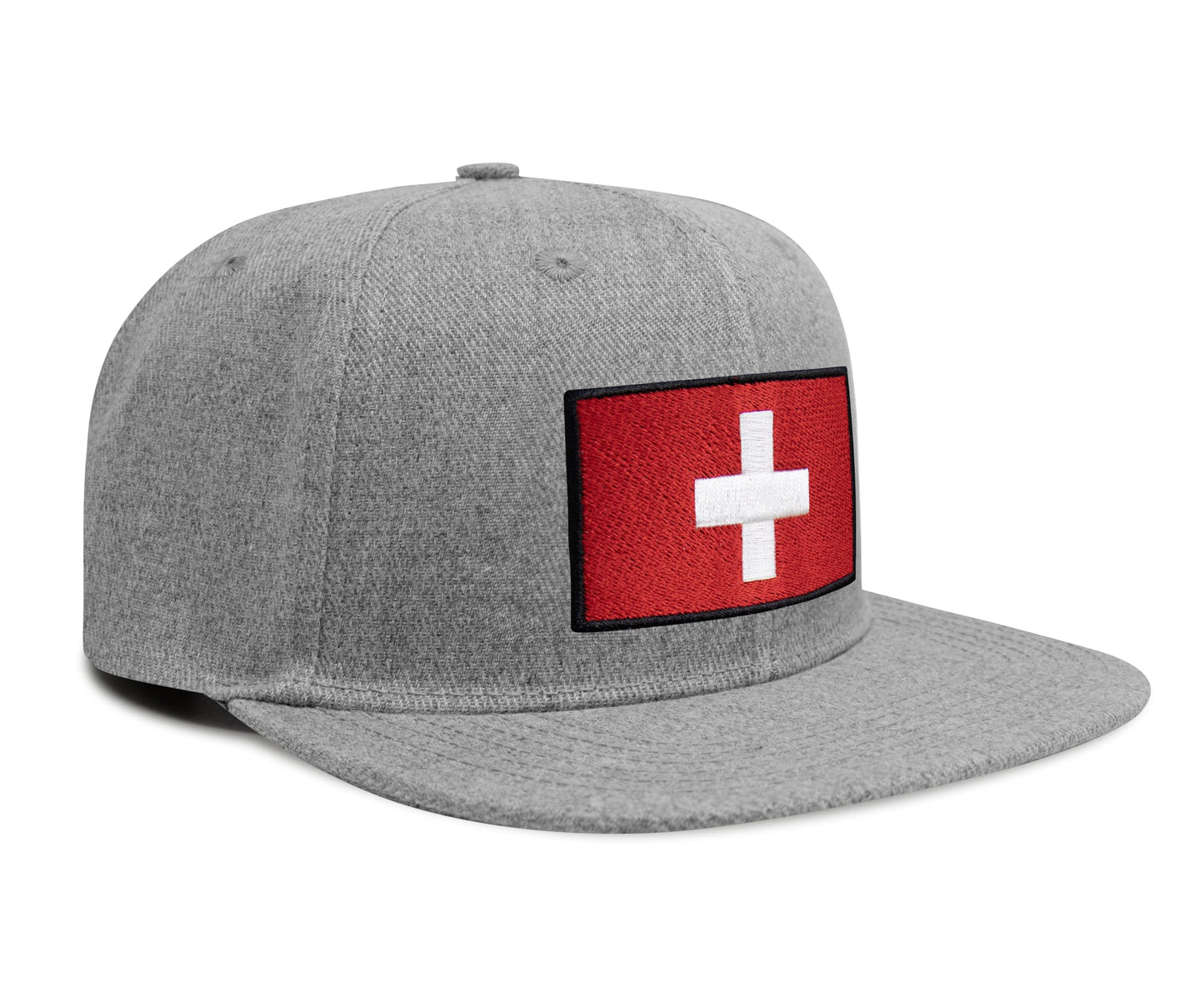 International Tie Swiss Flag Hat for Men and Women - Switzerland Snapback Trucker Baseball Cap (Grey Flatbill)