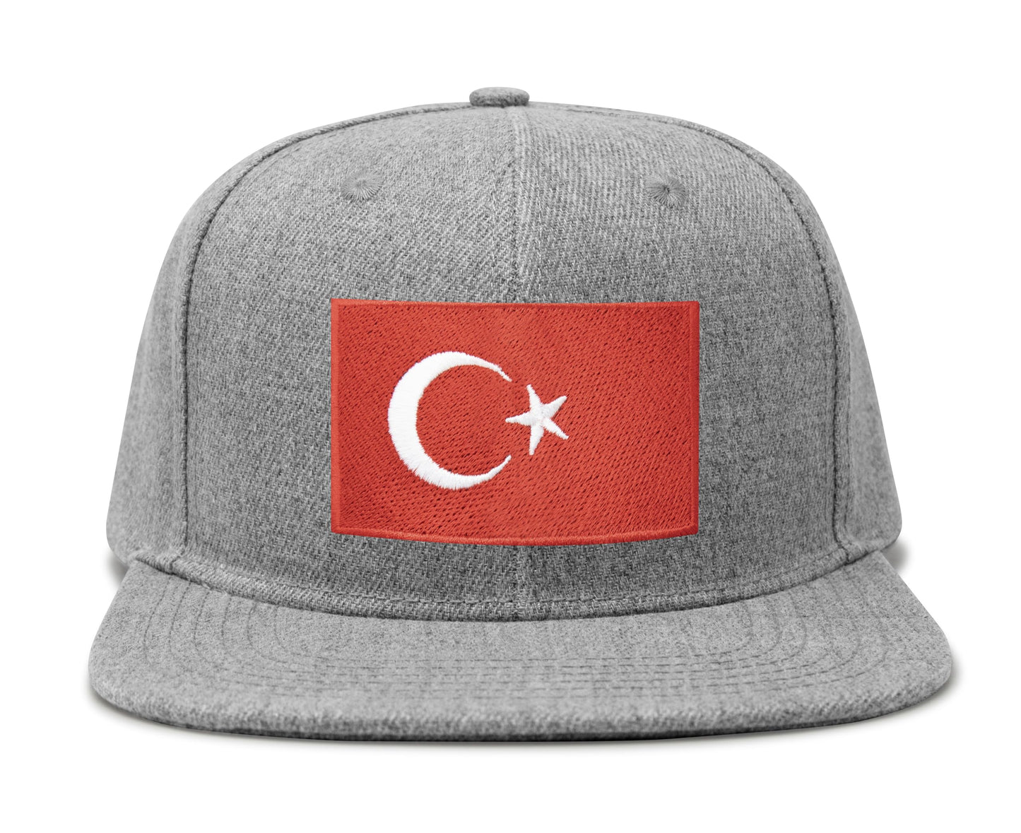 International Tie Country Hat for Men and Women, Adjustable Snapback Trucker Baseball Cap with Embroidered Patch (Turkey, Grey Flatbill) - International Tie