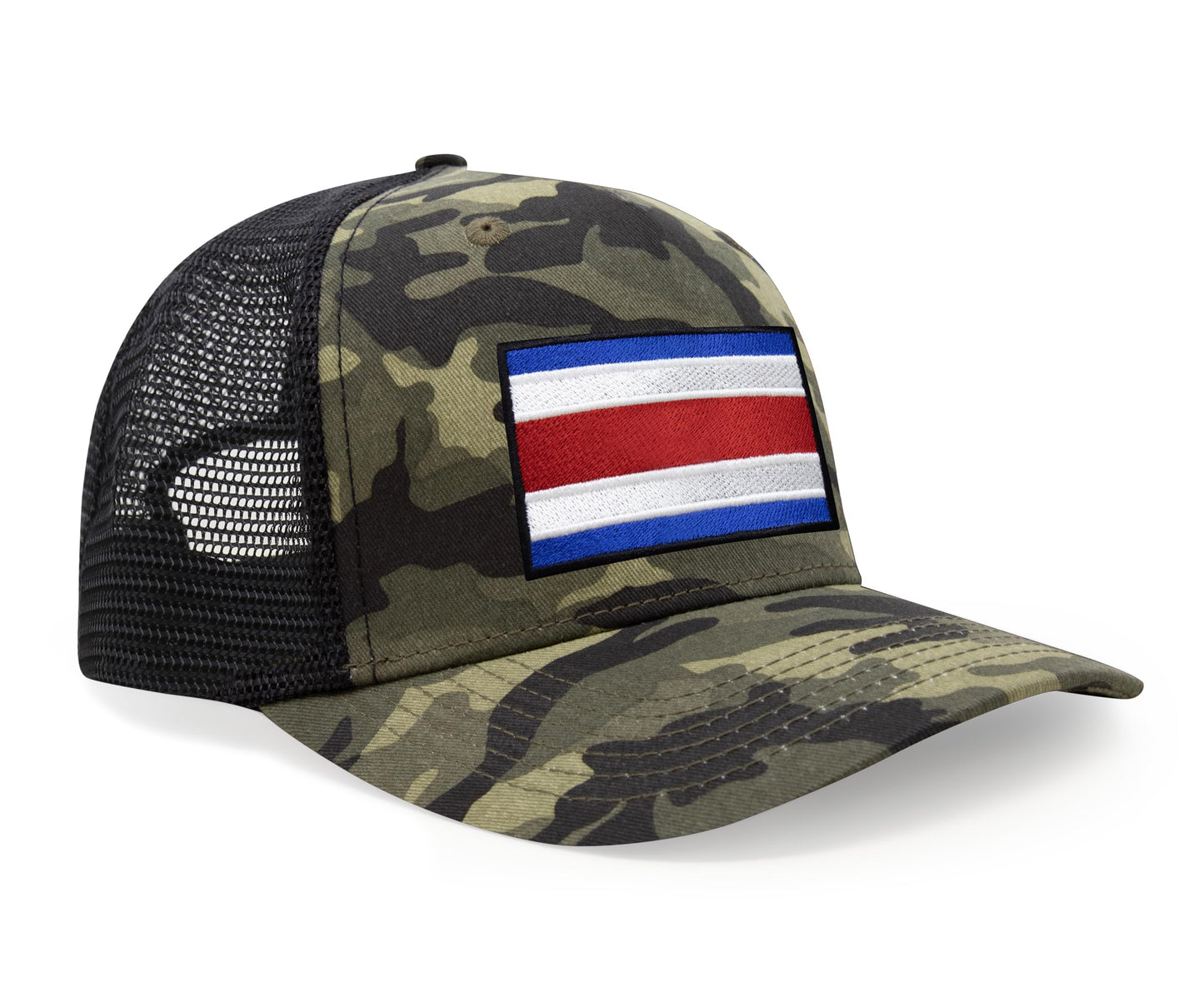 International Tie Country Hat for Men and Women, Adjustable Snapback Trucker Baseball Cap with Embroidered Patch (Costa rica, Camouflage) - International Tie