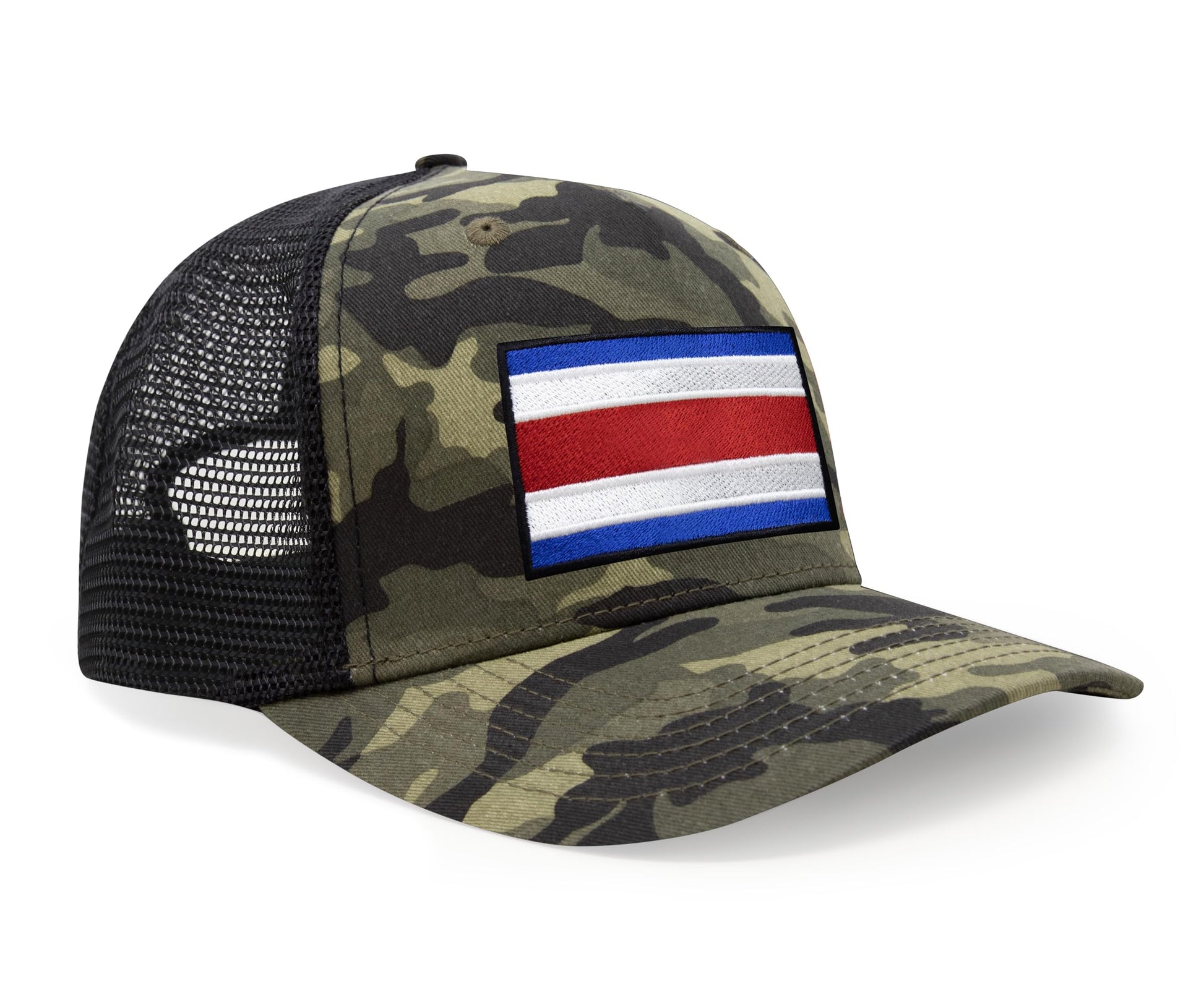 International Tie Country Hat for Men and Women, Adjustable Snapback Trucker Baseball Cap with Embroidered Patch (Costa rica, Camouflage) - International Tie