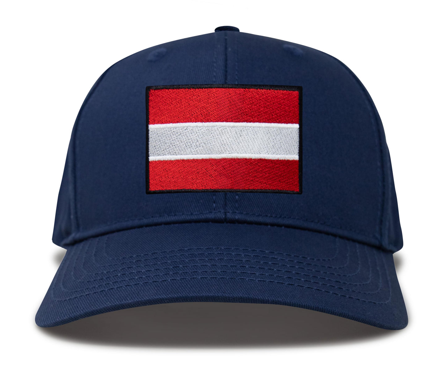 International Tie Country Hat for Men and Women, Adjustable Snapback Trucker Baseball Cap with Embroidered Patch (Austria, All Navy)