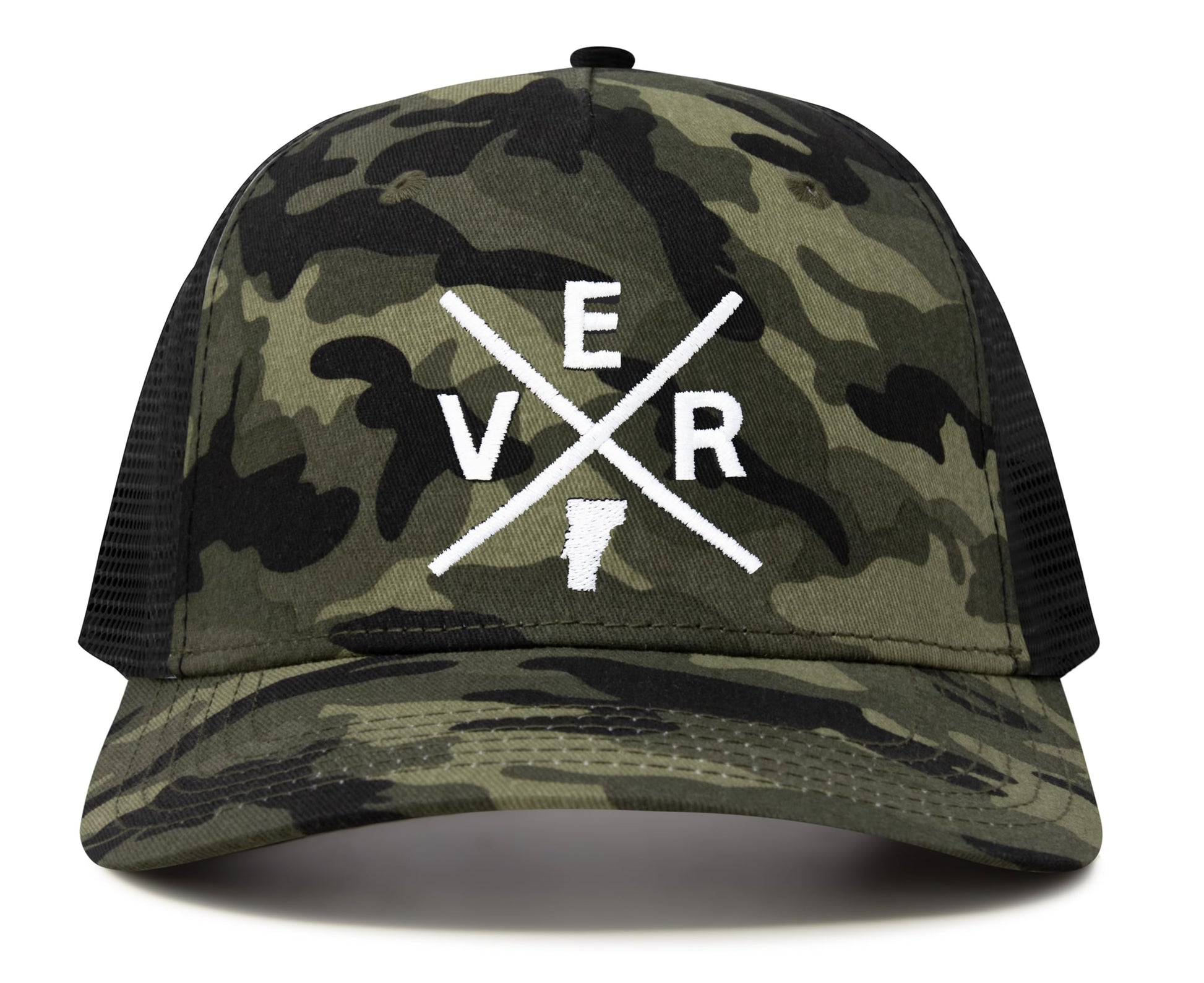 International Tie State City Hat for Men and Women, Snapback Trucker Baseball Cap with Embroidered Cross Logo (Vermont - VER, Camouflage) - International Tie