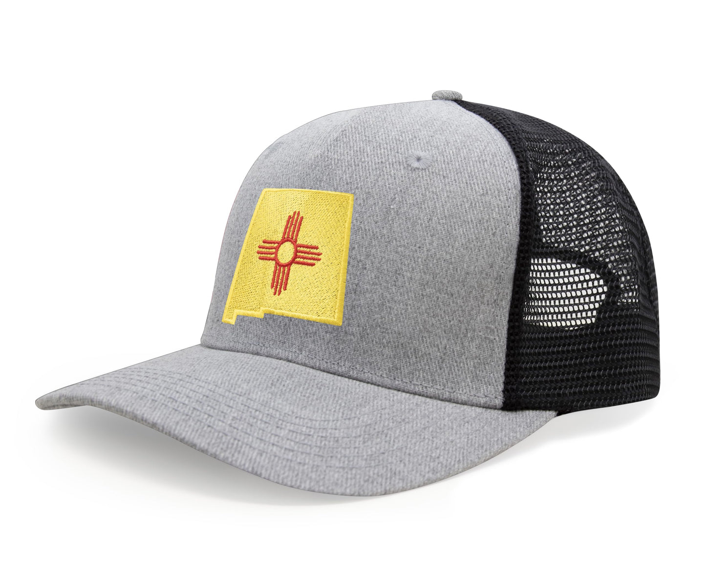 International Tie Stateline Flag Hat for Men and Women - Snapback Trucker Baseball Cap (New Mexico, Grey Black)