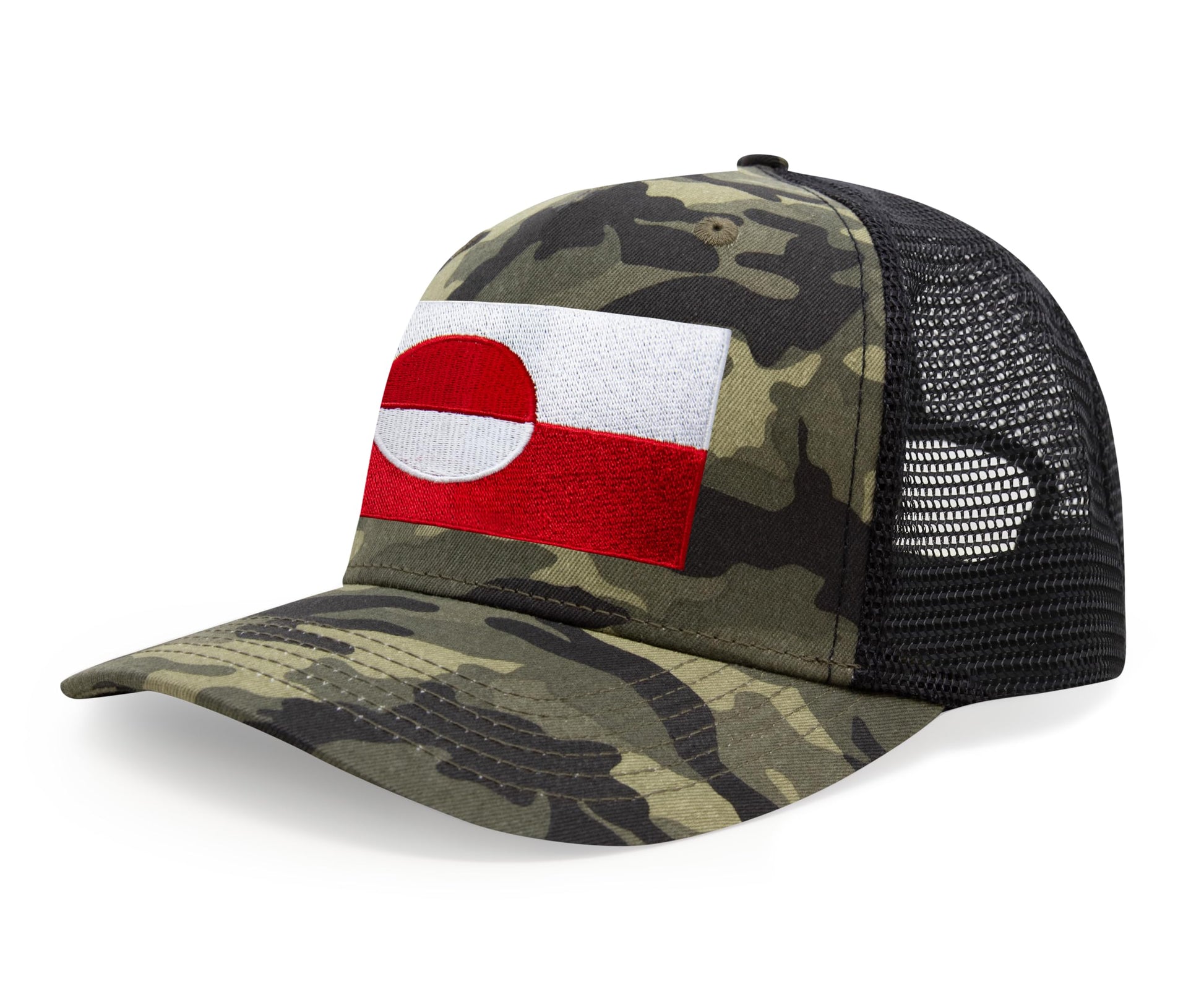 International Tie Country Hat for Men and Women, Adjustable Snapback Trucker Baseball Cap with Embroidered Patch (Greenland, Camouflage) - International Tie