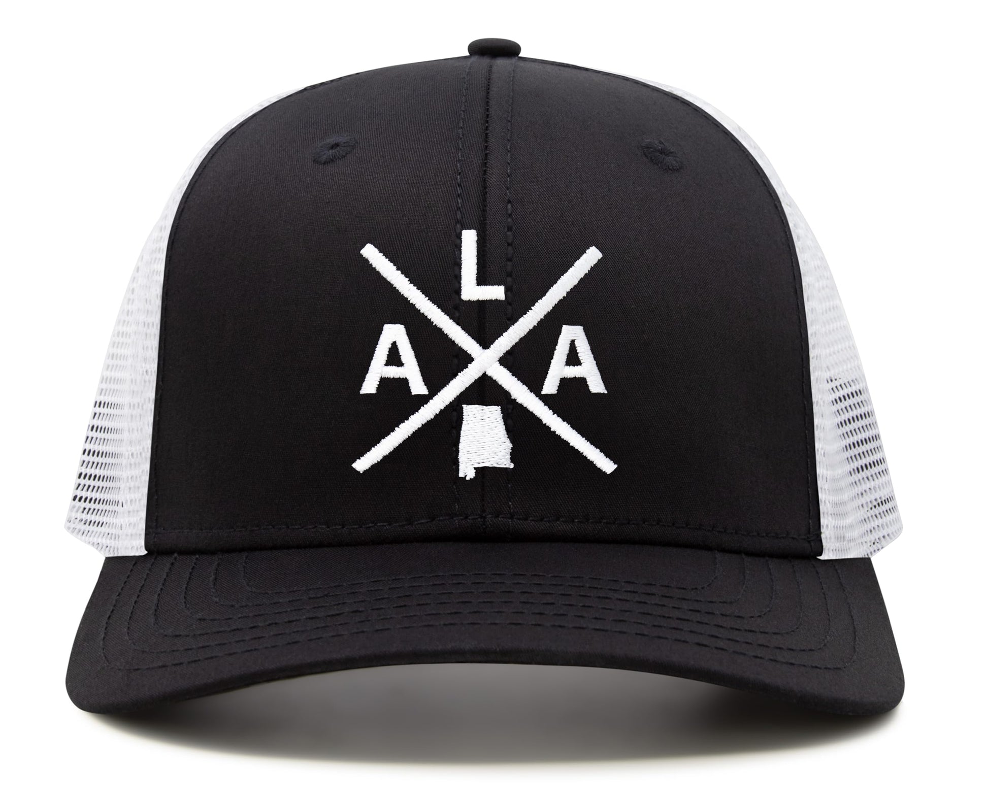 International Tie Hat for Men and Women, Snapback Trucker Baseball Cap, Embroidered Cross Logo (ATL - Atlanta, Black White) - International Tie