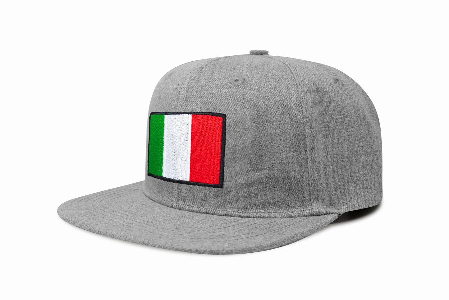 International Tie Country Hat for Men and Women, Adjustable Snapback Trucker Baseball Cap with Embroidered Patch (Italy, Grey Flatbill)