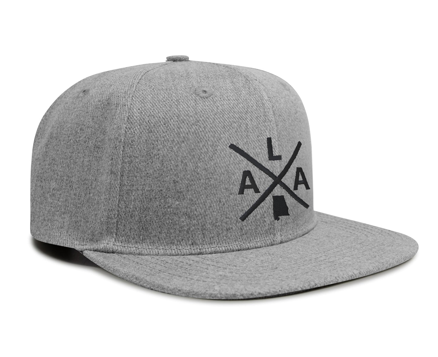 International Tie State City Hat for Men and Women, Snapback Trucker Baseball Cap with Embroidered Cross Logo (Alabama - ALA, Grey Flatbill) - International Tie