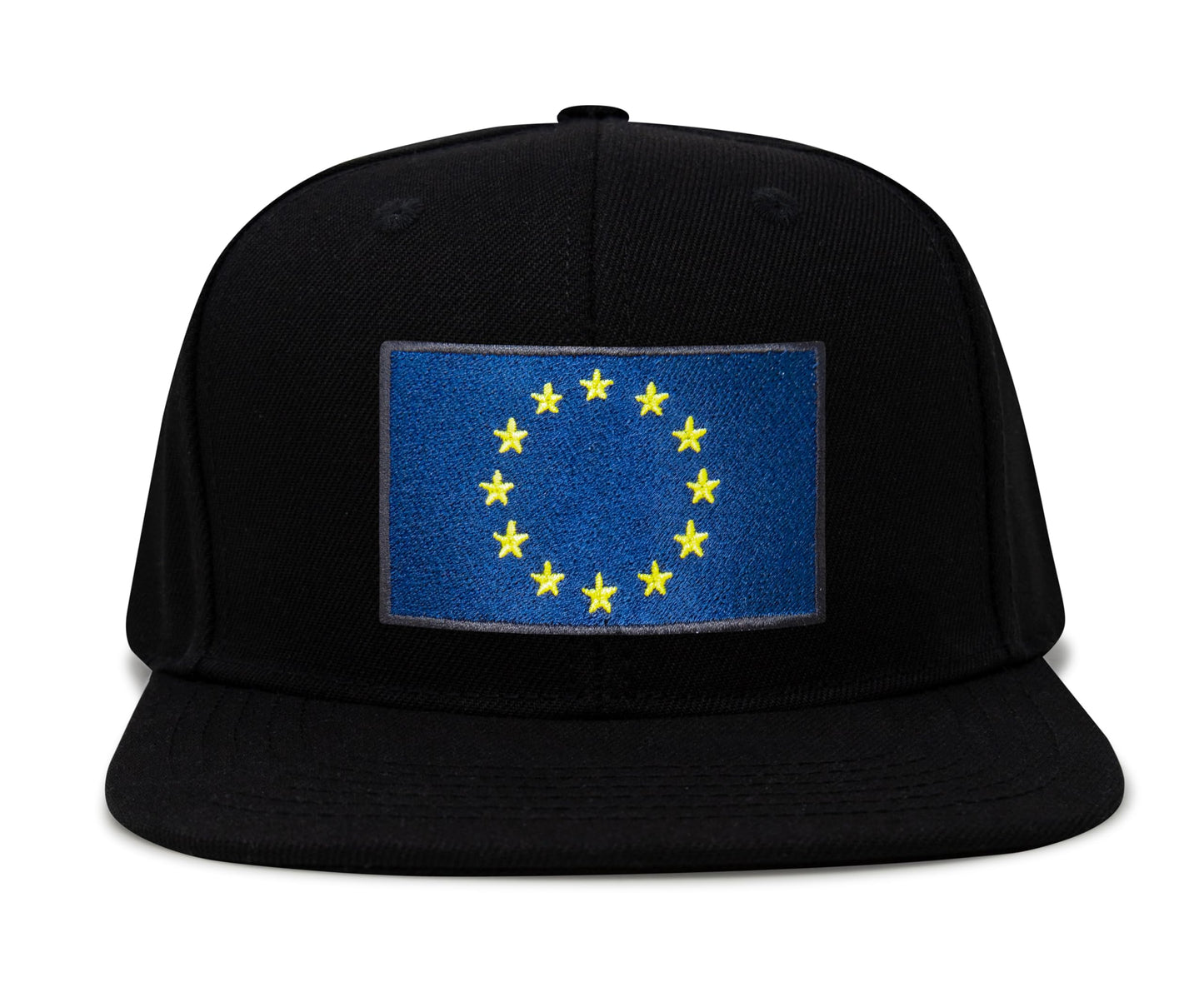 European Flag Hat for Men and Women - EU Trucker Snapback Baseball Cap by International Tie (Black Flatbill)