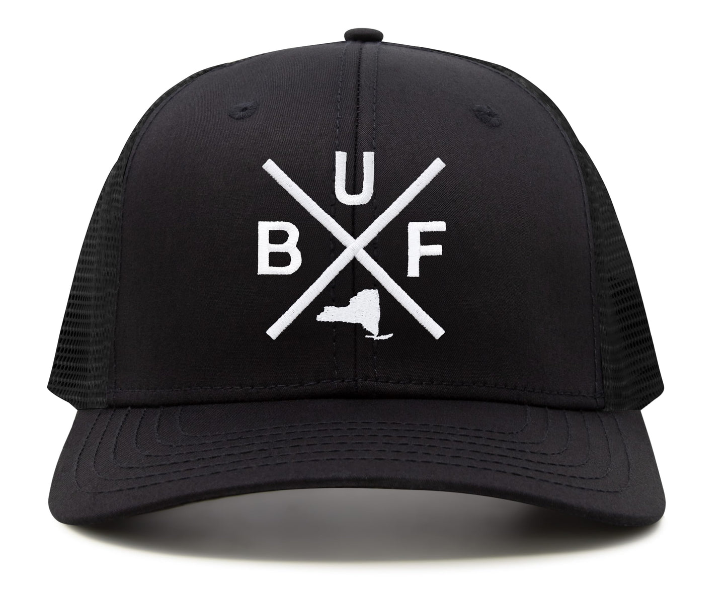 International Tie Texas Hat for Men and Women, BUF Snapback Trucker Baseball Cap, Embroidered Cross Logo (All Black)