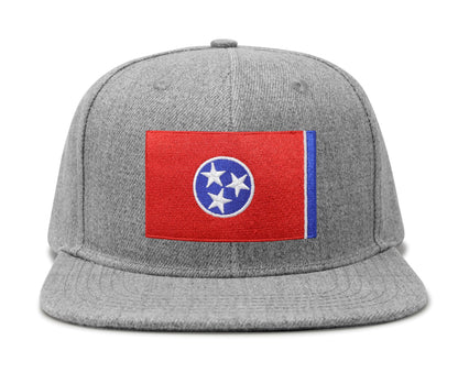 International Tie Premium Tennessee Flag Patch Hat for Men and Women - Snapback Trucker Baseball Cap (Grey Flatbill)