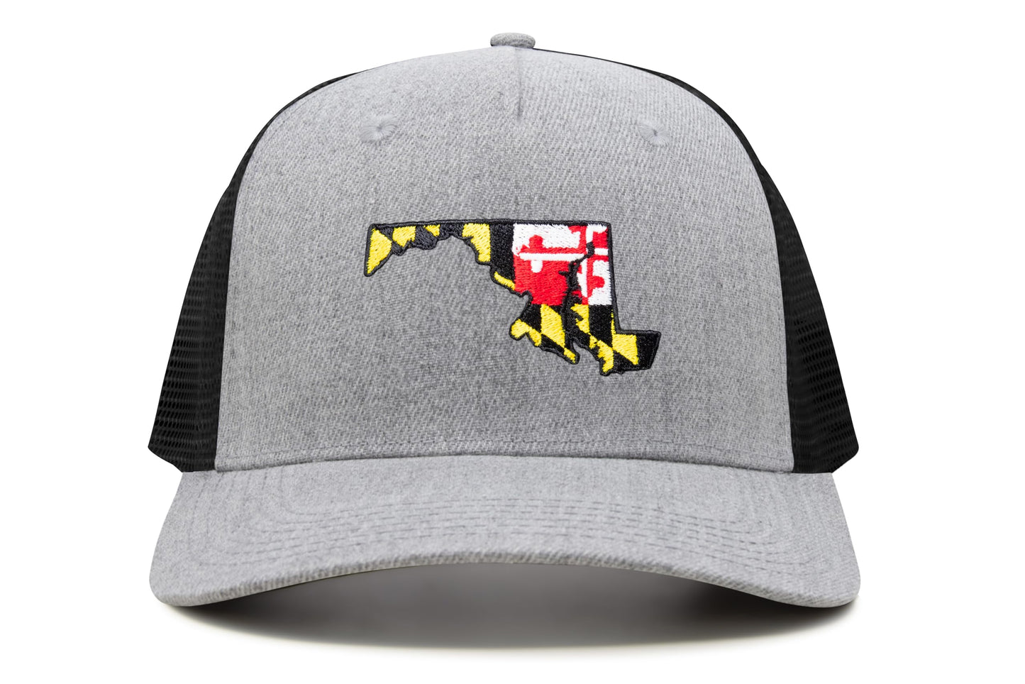 International Tie Stateline Flag Hat for Men and Women - Snapback Trucker Baseball Cap (Maryland, Grey Black) - International Tie