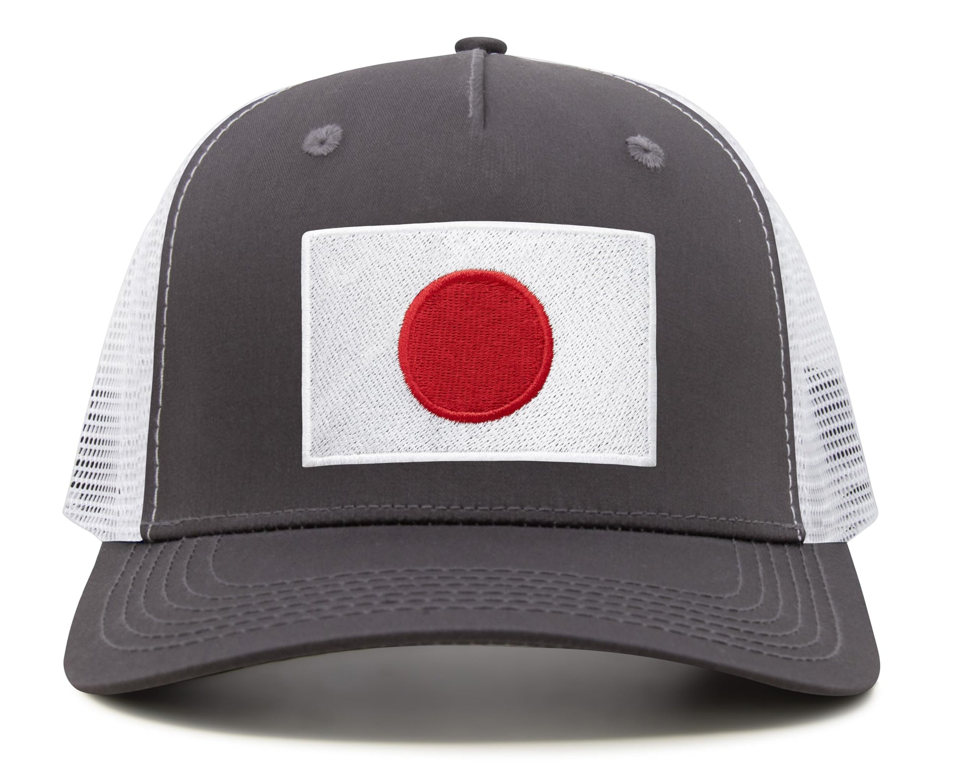 International Tie Country Hat for Men and Women, Adjustable Snapback Trucker Baseball Cap with Embroidered Patch (Japan, Grey White) - International Tie