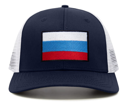 International Tie Russian Flag Hat for Men and Women - Adjustable Snapback Trucker Baseball Cap (All Navy)