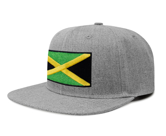 International Tie Jamaican Flag Hat for Men and Women - Jamaica Snapback Trucker Baseball Cap (Grey Flatbill)