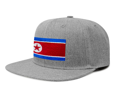 International Tie North Korea Flag Hat for Men and Women - Adjustable Snapback Trucker Baseball Cap (Grey Flatbill)