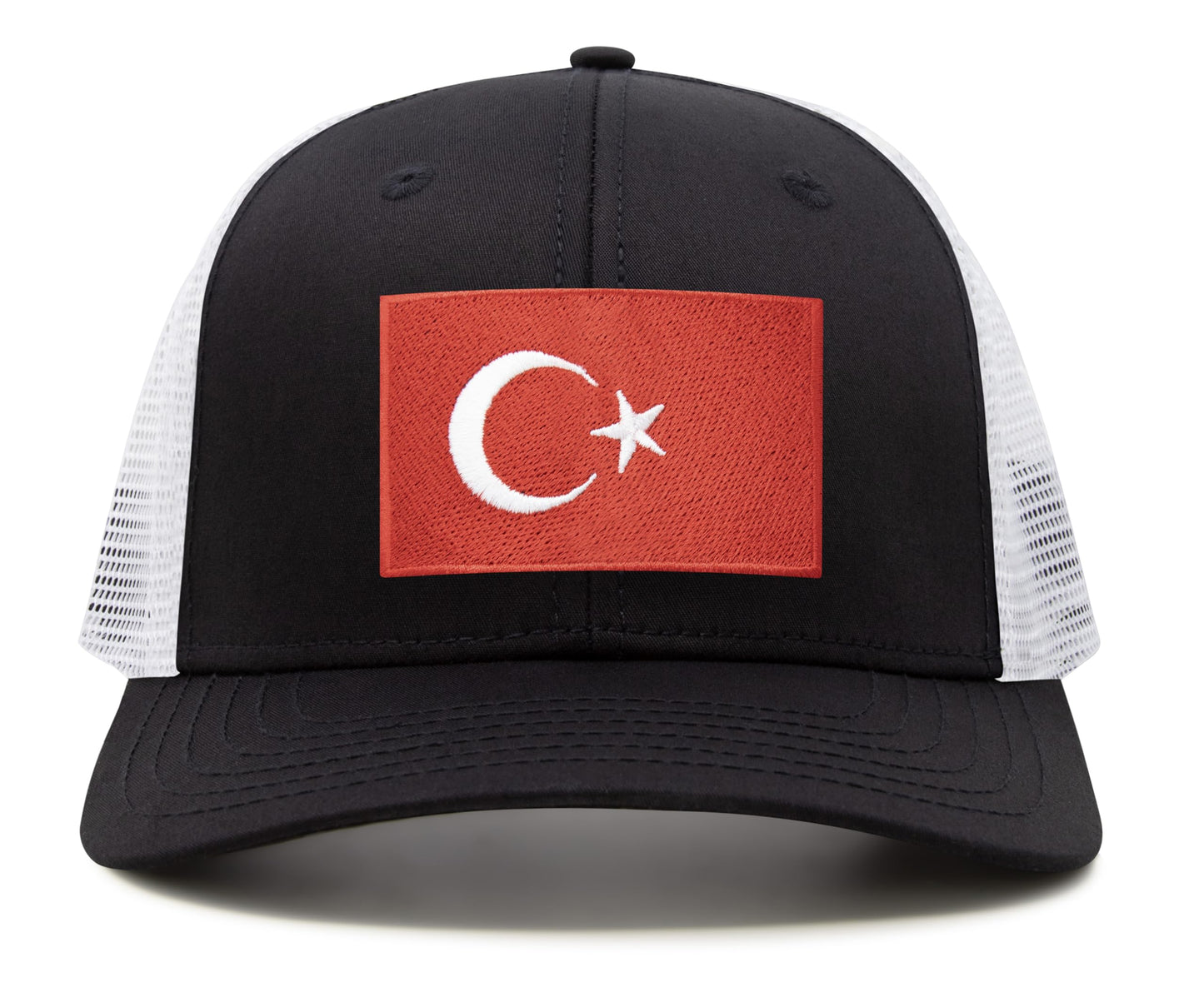 International Tie Country Hat for Men and Women, Adjustable Snapback Trucker Baseball Cap with Embroidered Patch (Turkey, Black White) - International Tie