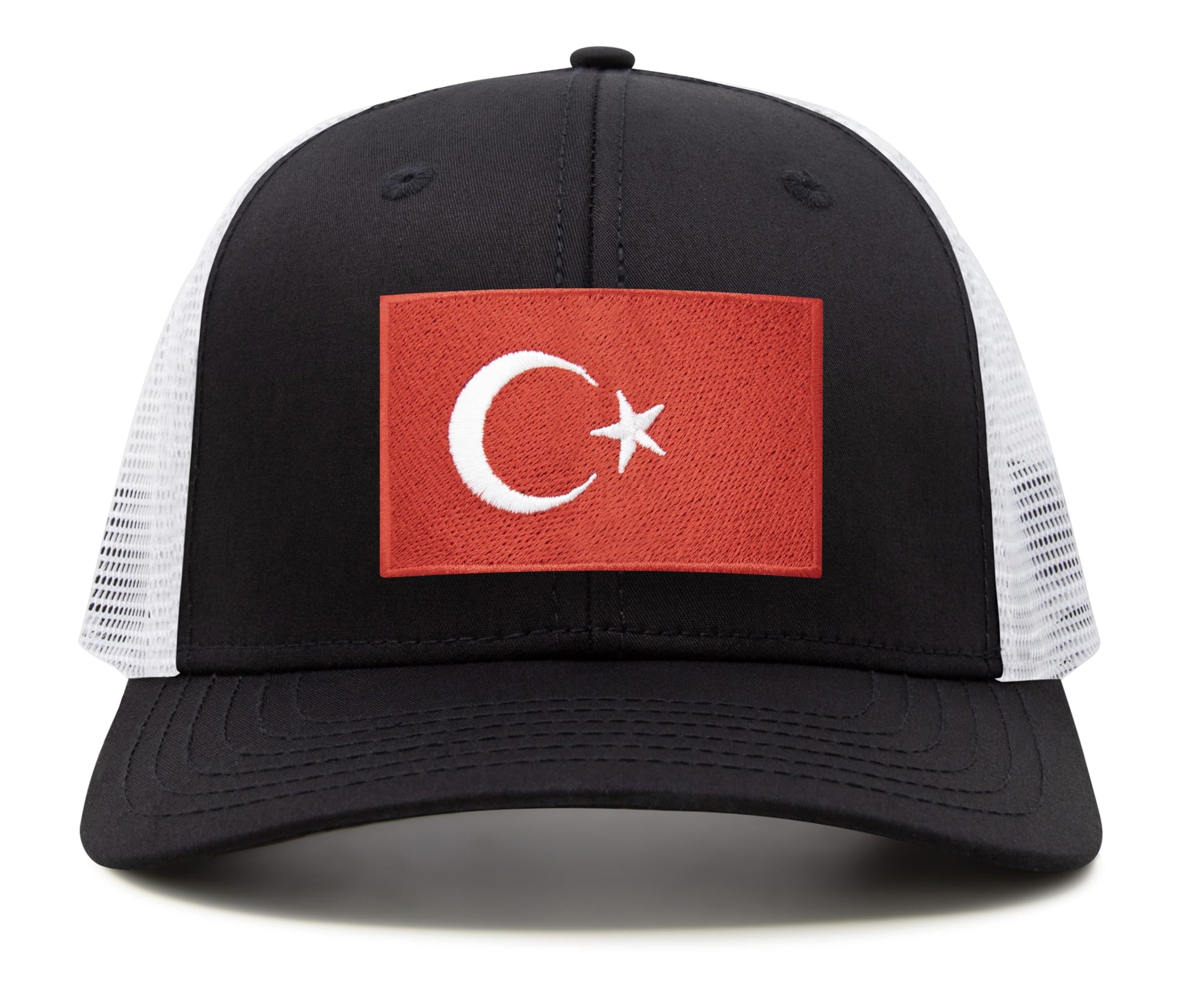 International Tie Country Hat for Men and Women, Adjustable Snapback Trucker Baseball Cap with Embroidered Patch (Turkey, Black White) - International Tie