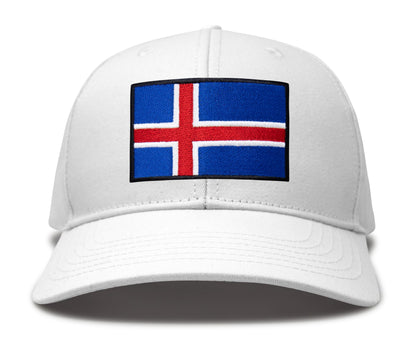 International Tie Iceland Flag Hat for Men and Women - Adjustable Snapback Trucker Baseball Cap (All White)