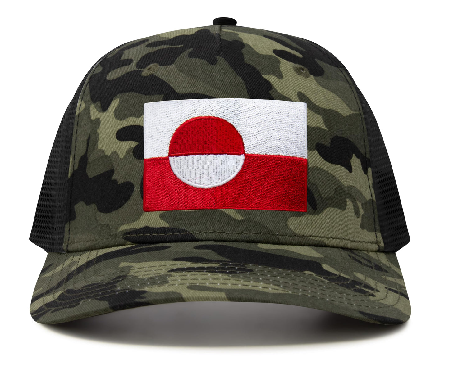 International Tie Country Hat for Men and Women, Adjustable Snapback Trucker Baseball Cap with Embroidered Patch (Greenland, Camouflage) - International Tie